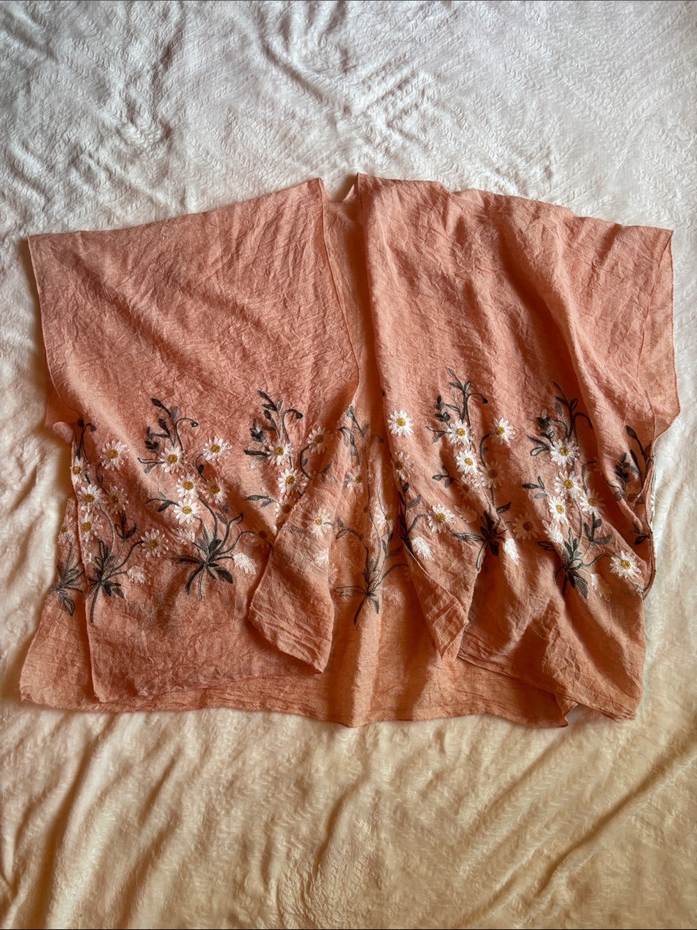 Embroidered Floral Kimono Cardigan